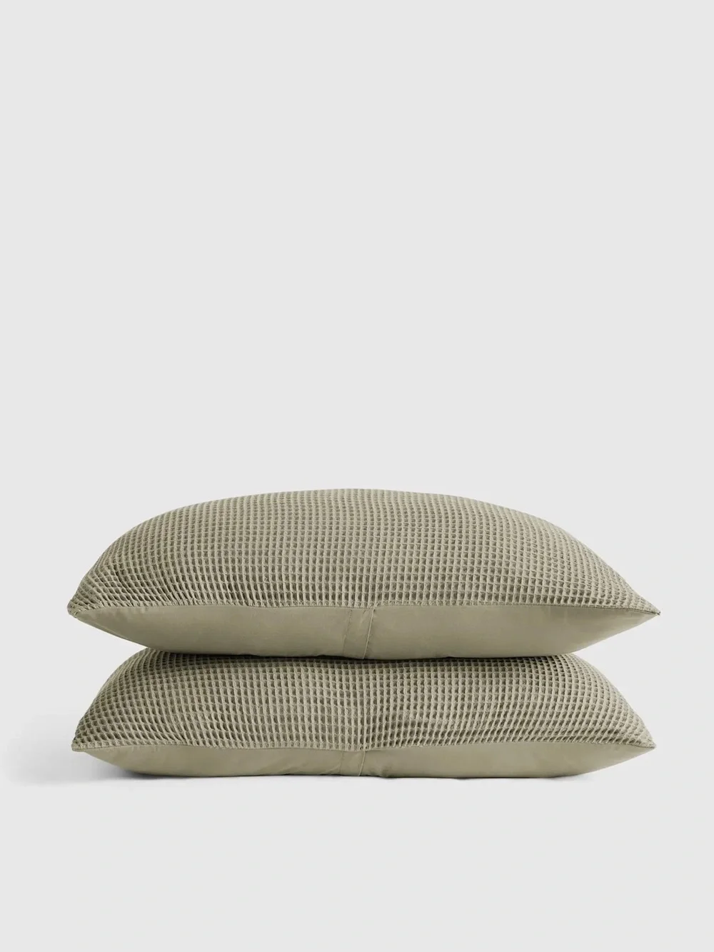 NWOT ORGANIC COTTON WAFFLE SHAM SET IN DRIED SAGE STANDARD